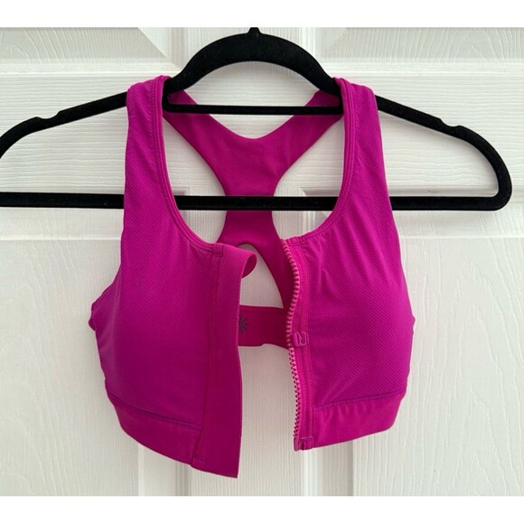 Athleta A-C Ultimate Zip up Front sports bra hot pink size XS - Picture 9 of 10